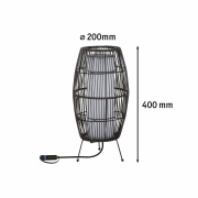 Plug & Shine LED Lichtobjekt Basket 40cm IP44 Smart Home Zigbee RGBW 3,2W Schwarz Rattan