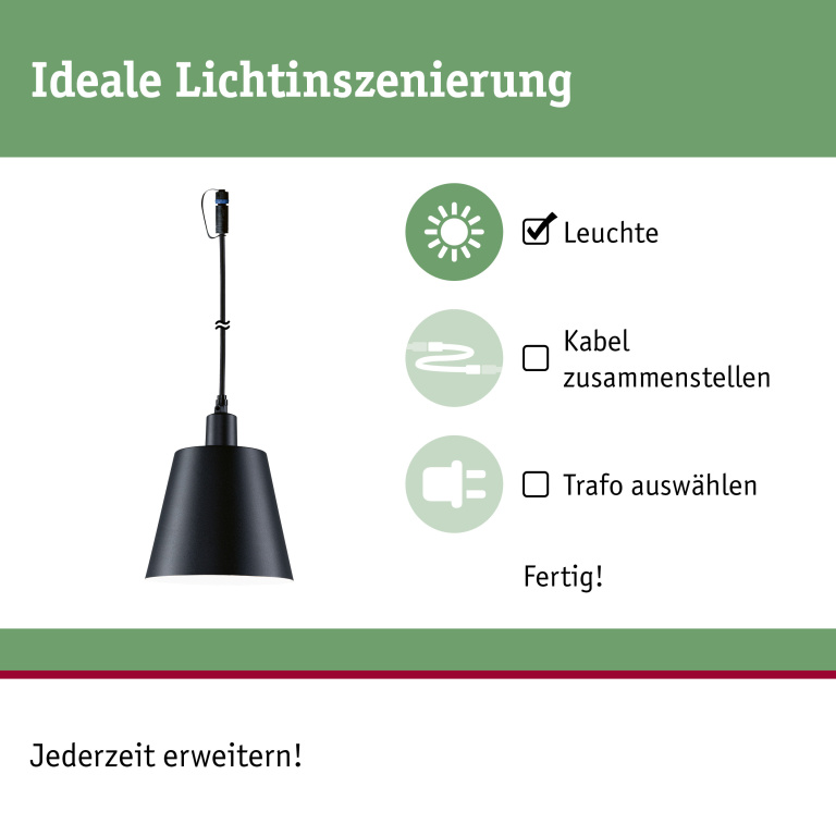 Paulmann Plug & Shine Pendelleuchte Kofia E14 IP44 3000K 2W Anthrazit