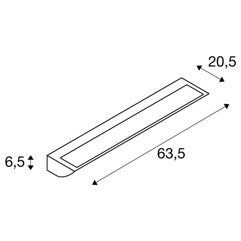 SLV VANO WING SP DALI Wandaufbauleuchte 63cm grau 25W 1400lm 3000K CRI80 120° DALI