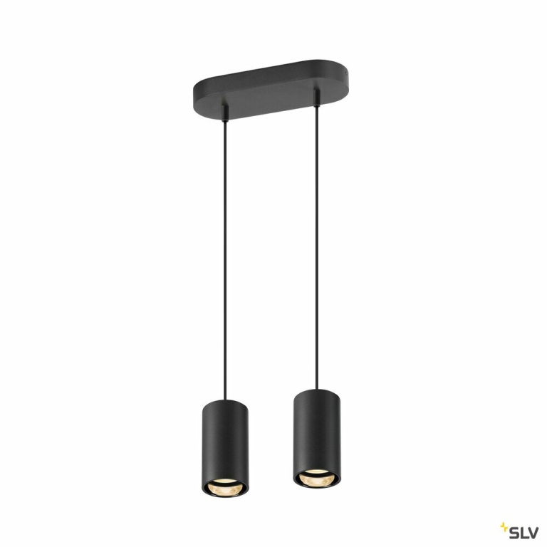 SLV ASTO TUBE, Pendelleuchte, GU10, Pendellänge 250 cm, max. 2x10W, schwarz