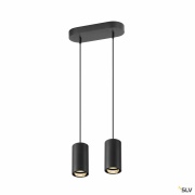 ASTO TUBE, Pendelleuchte, GU10, Pendellänge 250 cm, max. 2x10W, schwarz