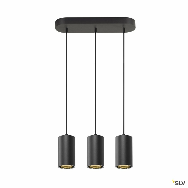 SLV ASTO TUBE, Pendelleuchte, GU10, Pendellänge 250 cm, max. 3x10W, schwarz