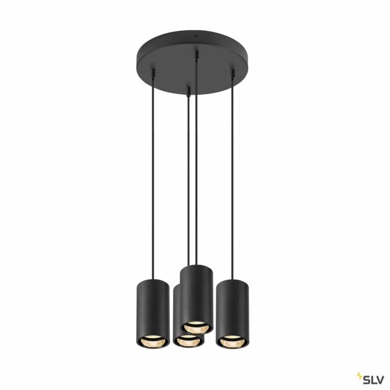 SLV ASTO TUBE, Pendelleuchte, GU10, Pendellänge 250 cm, max. 4x10W, schwarz