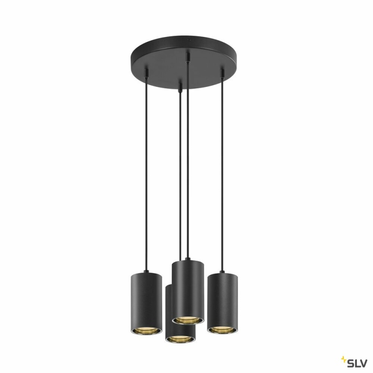 SLV ASTO TUBE, Pendelleuchte, GU10, Pendellänge 250 cm, max. 4x10W, schwarz