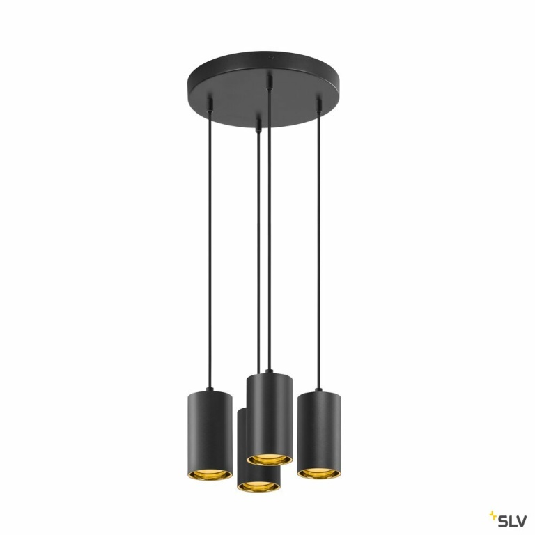 SLV ASTO TUBE, Pendelleuchte, GU10, Pendellänge 250 cm, max. 4x10W, schwarz