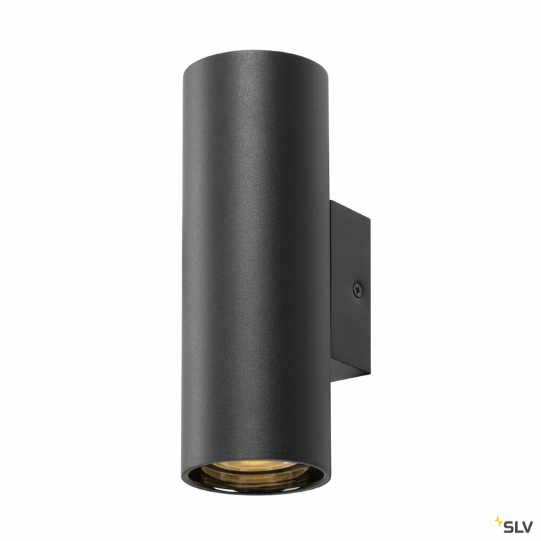 SLV ASTO TUBE, Wandaufbauleuchte, zylindrisch, max. 2x10W, schwarz