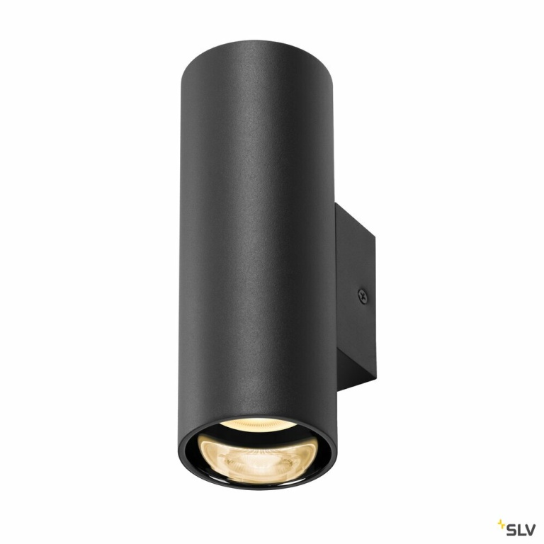 SLV ASTO TUBE, Wandaufbauleuchte, zylindrisch, max. 2x10W, schwarz