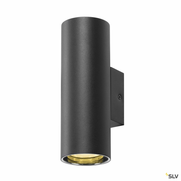 SLV ASTO TUBE, Wandaufbauleuchte, zylindrisch, max. 2x10W, schwarz