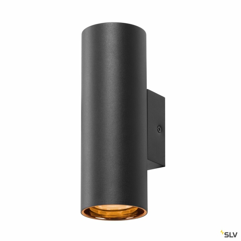 SLV ASTO TUBE, Wandaufbauleuchte, zylindrisch, max. 2x10W, schwarz