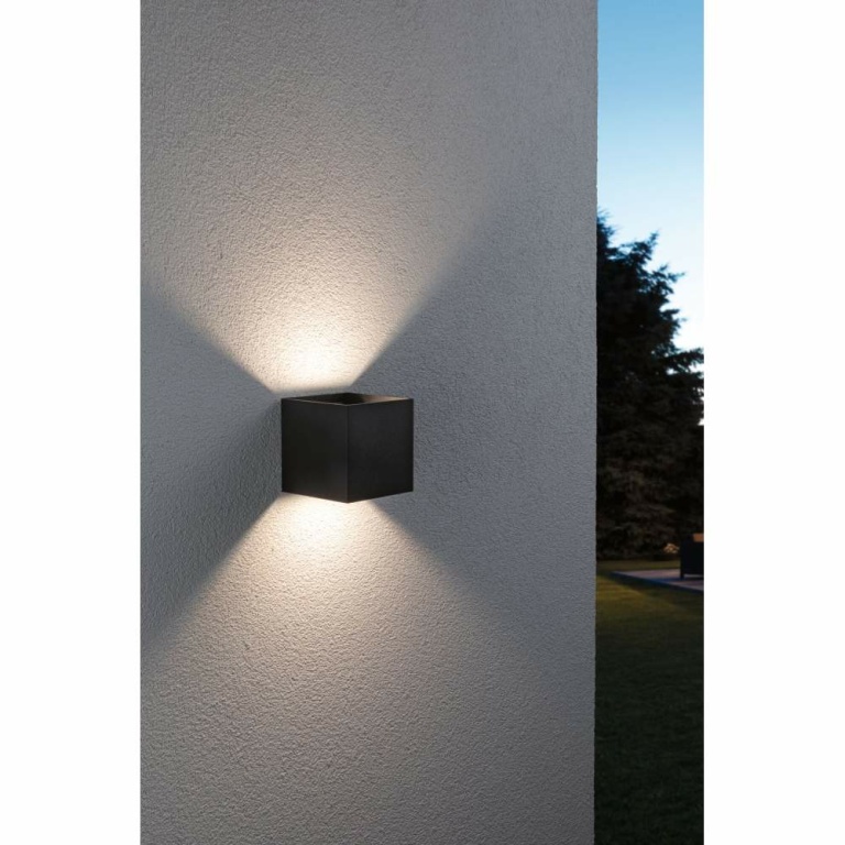 Paulmann House LED Außenwandleuchte Smart Home Zigbee Cybo  IP44 eckig 100x100mm RGBW 2x2,5W 2x150lm 230V  Anthrazit Aluminium