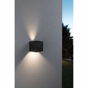 House LED Außenwandleuchte Smart Home Zigbee Cybo  IP44 eckig 100x100mm RGBW 2x2,5W 2x150lm 230V  Anthrazit Aluminium