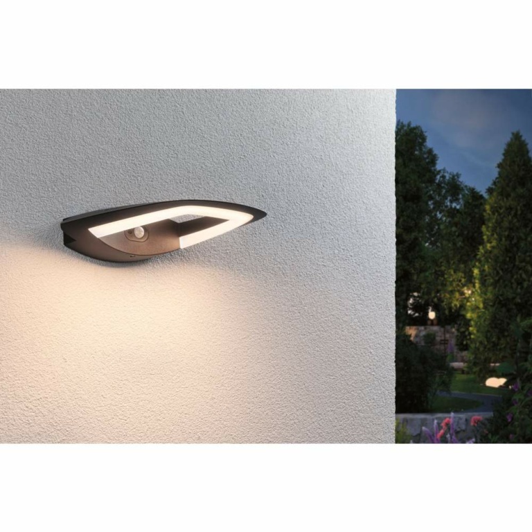 Paulmann LED Außenwandleuchte Akena Bewegungsmelder  IP44  243x254mm 3000K 11W 800lm 230V  Anthrazit Aluminium