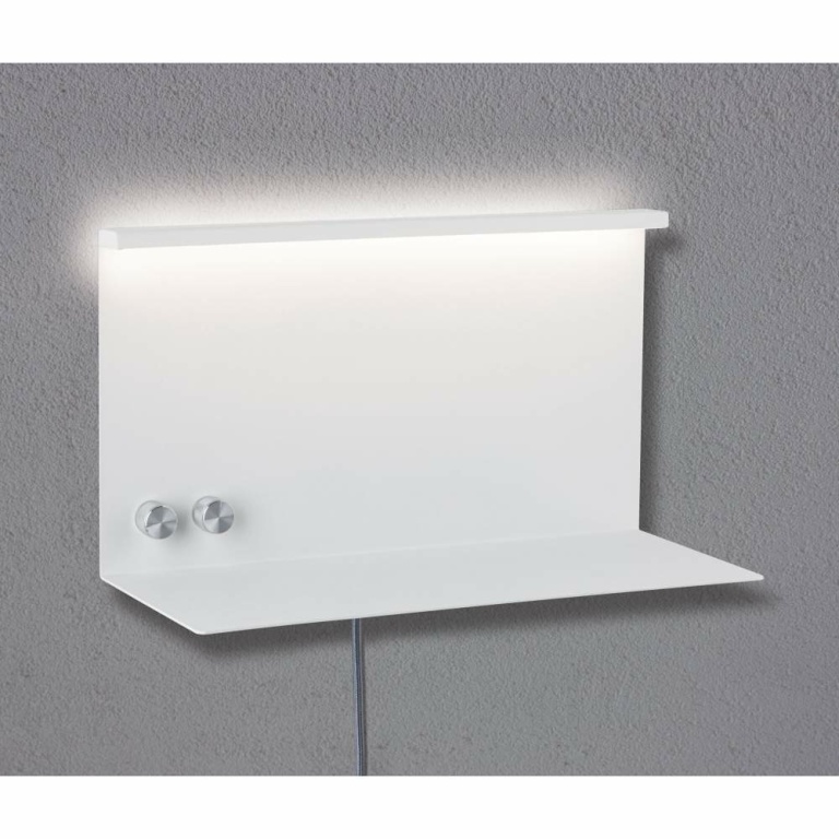 Paulmann LED Wand-Leseleuchte Jarina Weiß matt mit Ablage USB-Ladefunktion 3000K dimmbar