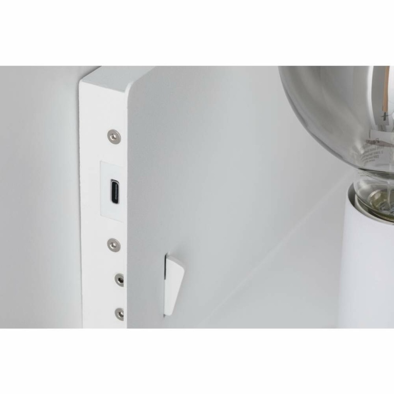 Paulmann LED Wand-Leseleuchte Devara Weiß matt mit Ablage USB-C-Ladefunktion E27 230V