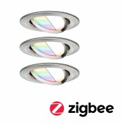 Zigbee Einbaustrahler Starterset smik Gateway mit Wandtaster + 3er Set Einbauleuchte Nova Plus Coin RGBW