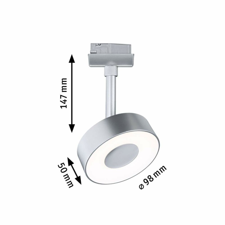 Paulmann URail LED Schienenspot Circle mit 3-Step-Dim 5W 160lm 3000K dimmbar 230V chrom matt (LED fest verbaut)