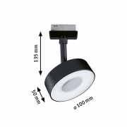 URail LED Schienenspot Circle mit 3-Step-Dim 5W 180lm 4000K dimmbar 230V schwarz matt (LED fest verbaut)