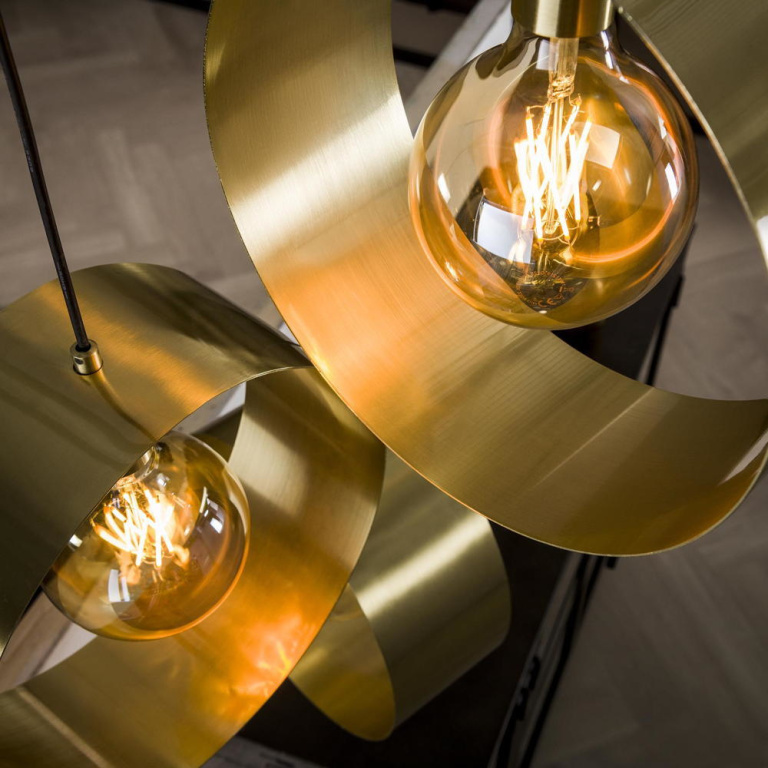 famlights famlights | Pendelleuchte Neyla in Gold E27 3-flammig Rondell