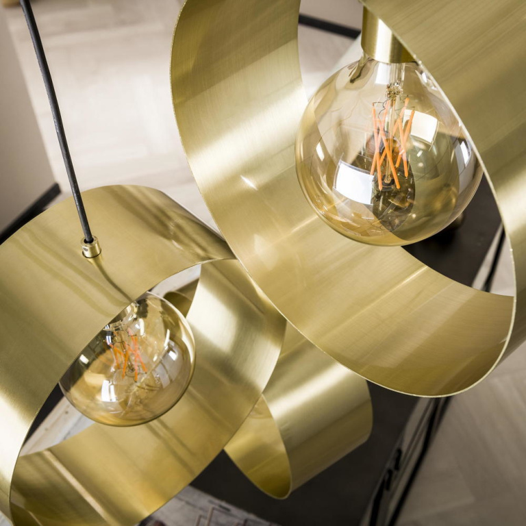 famlights famlights | Pendelleuchte Neyla in Gold E27 3-flammig Rondell