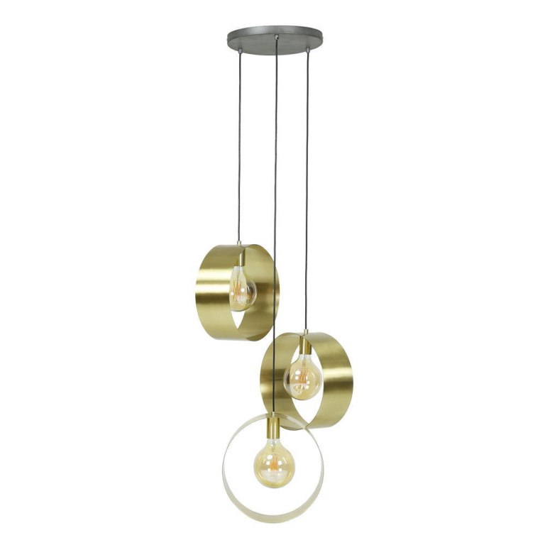 famlights famlights | Pendelleuchte Neyla in Gold E27 3-flammig Rondell