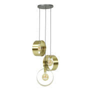 famlights | Pendelleuchte Neyla in Gold E27 3-flammig Rondell