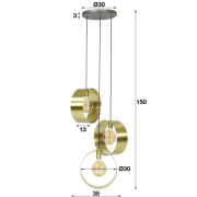 famlights | Pendelleuchte Neyla in Gold E27 3-flammig Rondell