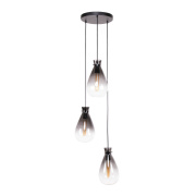 famlights | Pendelleuchte Steven in Schwarz-transparent und Schwarz-matt E27 3-flammig