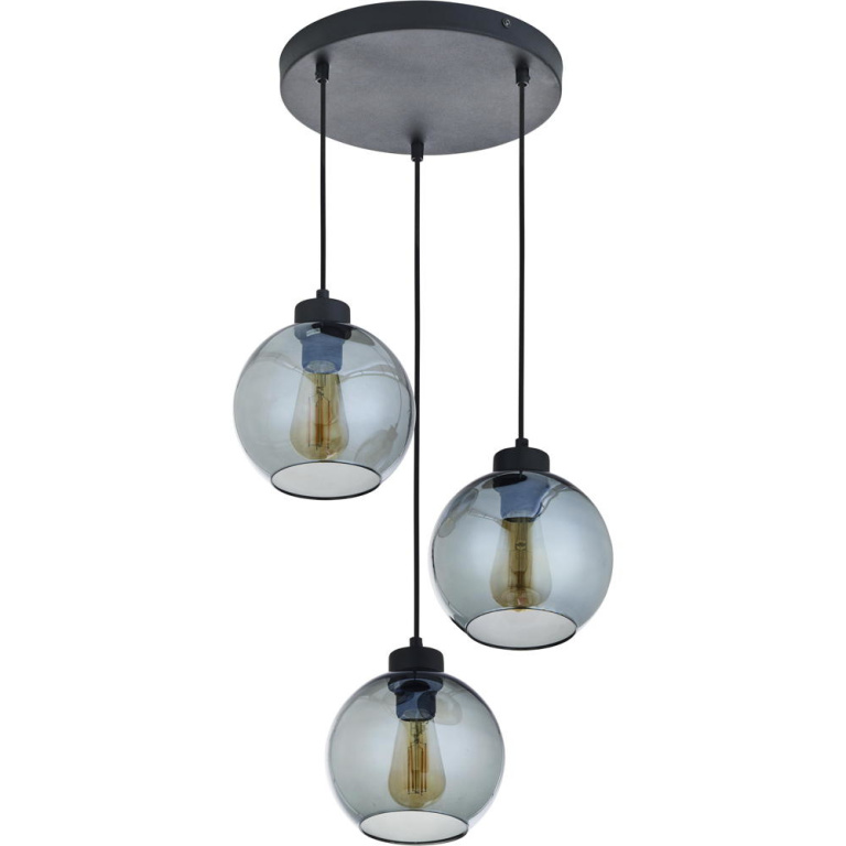 famlights famlights | Pendelleuchte Zoe in Schwarz-transparent E27 3-flammig