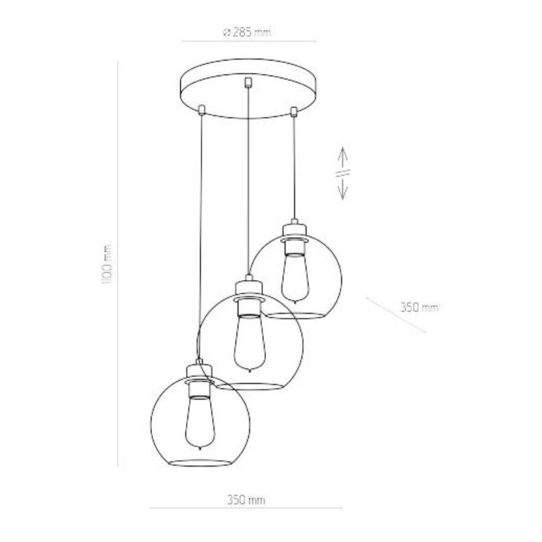 famlights famlights | Pendelleuchte Zoe in Schwarz-transparent E27 3-flammig