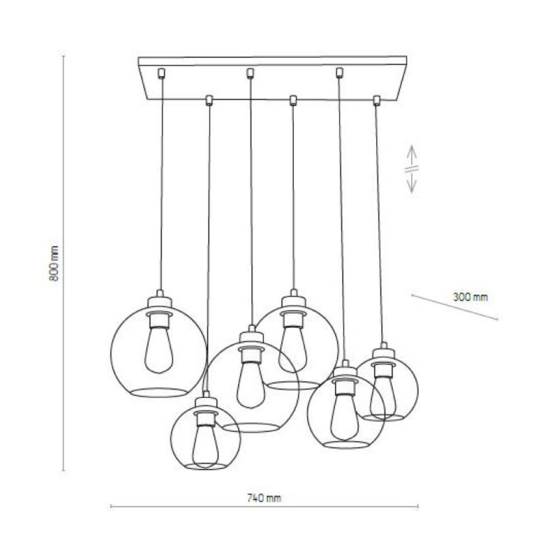 famlights famlights | Pendelleuchte Zoe in Mehrfarbig E27 6-flammig