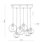 famlights | Pendelleuchte Zoe in Mehrfarbig E27 6-flammig