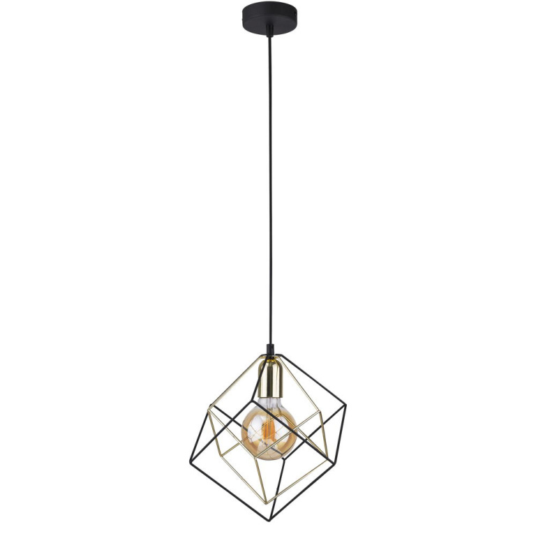 famlights famlights | Pendelleuchte Elara in Schwarz und Gold E27 1-flammig