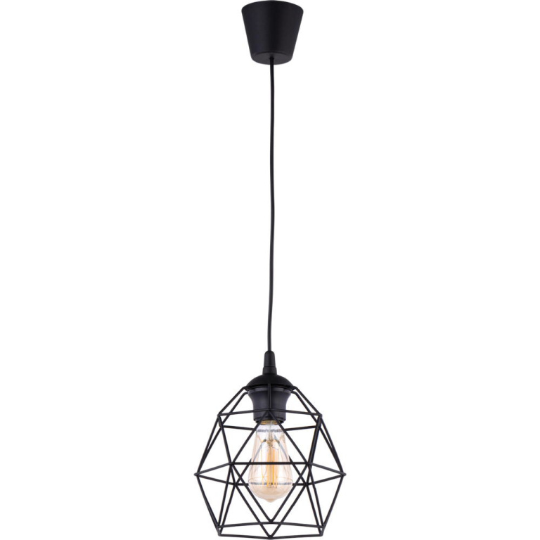 famlights famlights | Pendelleuchte Clea in Schwarz E27 1-flammig