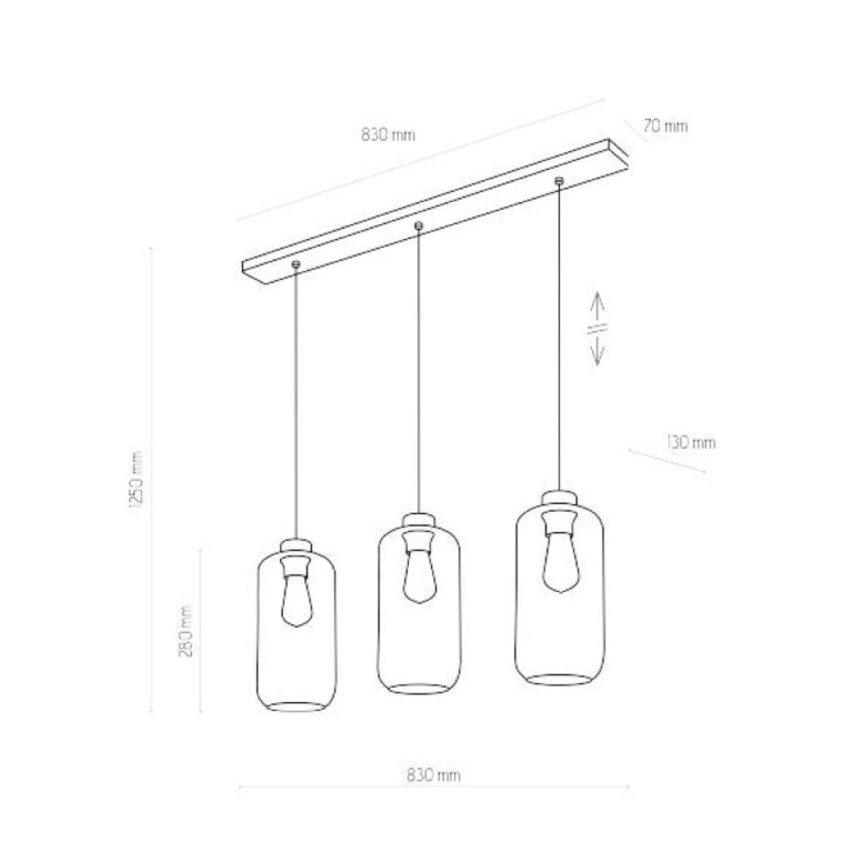 famlights famlights | Pendelleuchte Alessandro in Graphit und Schwarz E27 3-flammig