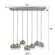 famlights | Pendelleuchte Leana in Transparent E27 7-flammig