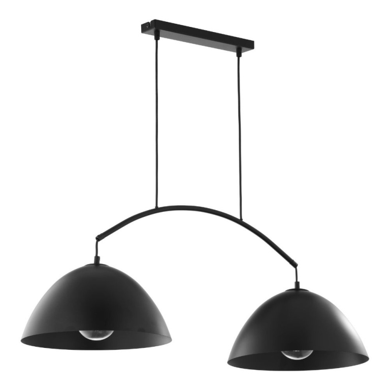 famlights famlights | Pendelleuchte Lean in Schwarz E27 2-flammig