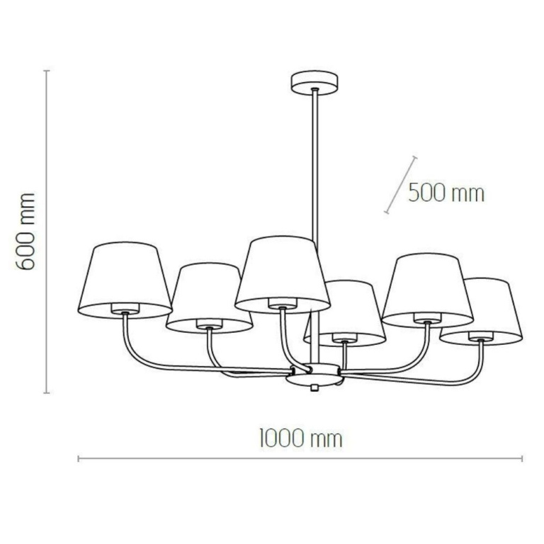 famlights famlights | Pendelleuchte Richard in Braun und Schwarz E27 6-flammig