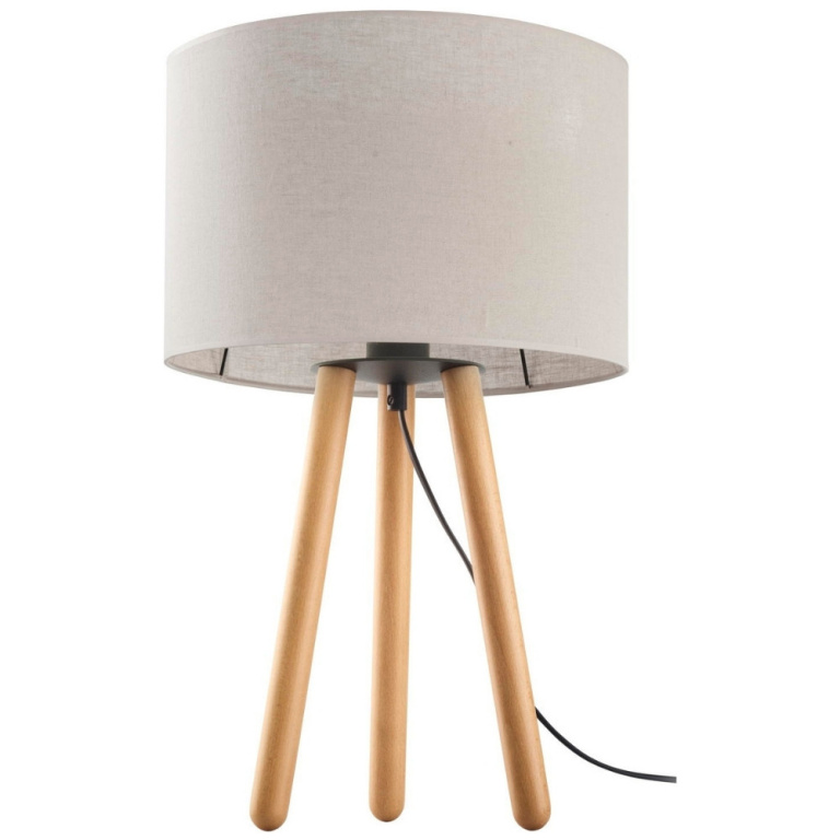 famlights famlights | Tischleuchte Mina in Beige und Kiefer E27