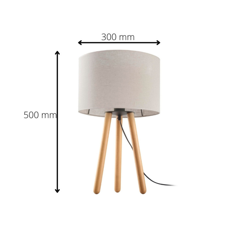 famlights famlights | Tischleuchte Mina in Beige und Kiefer E27