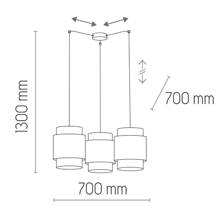 famlights famlights | Pendelleuchte Kate in Weiß und Braun E27 3-flammig 700mm