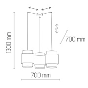 famlights | Pendelleuchte Kate in Weiß und Braun E27 3-flammig 700mm