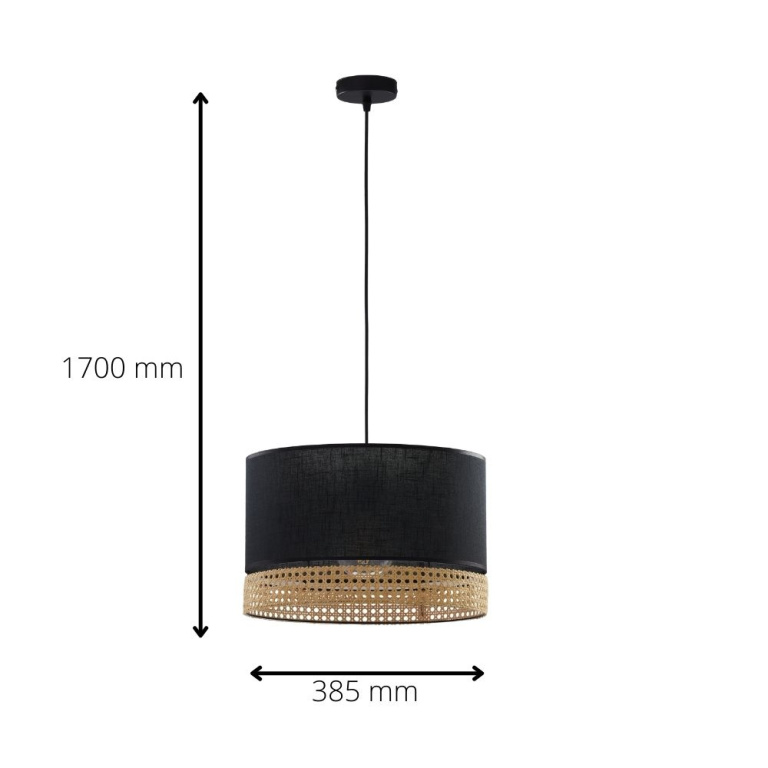 famlights famlights | Pendelleuchte Jay in Schwarz und Braun E27 385mm