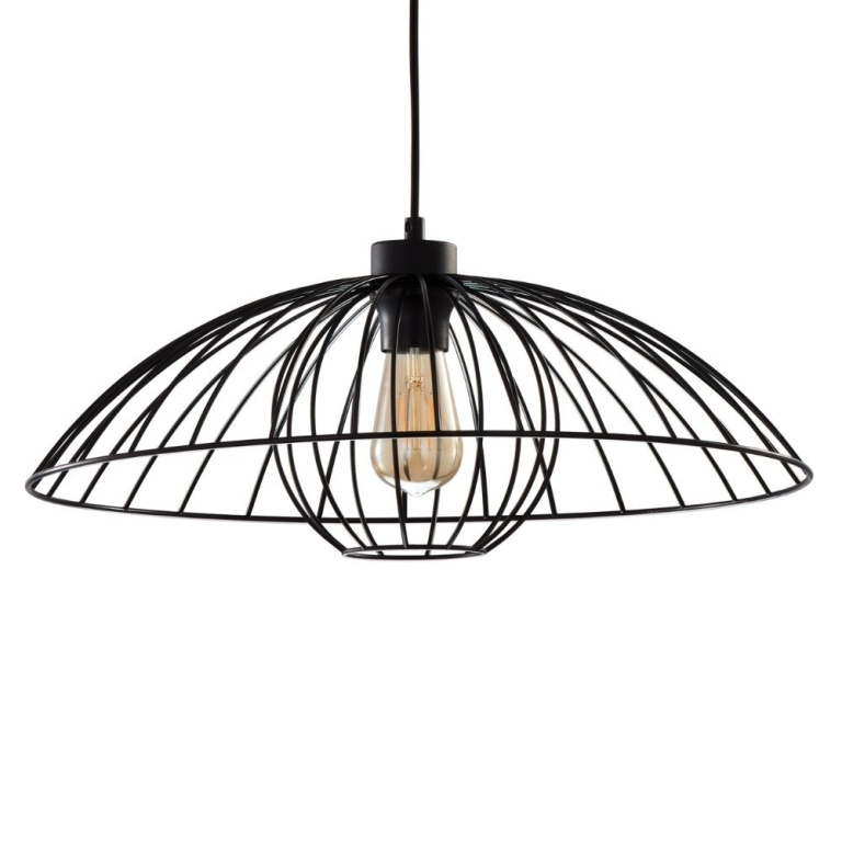 famlights famlights | Pendelleuchte Jackson in Schwarz E27 2-flammig