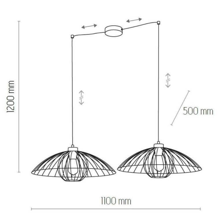 famlights famlights | Pendelleuchte Jackson in Schwarz E27 2-flammig