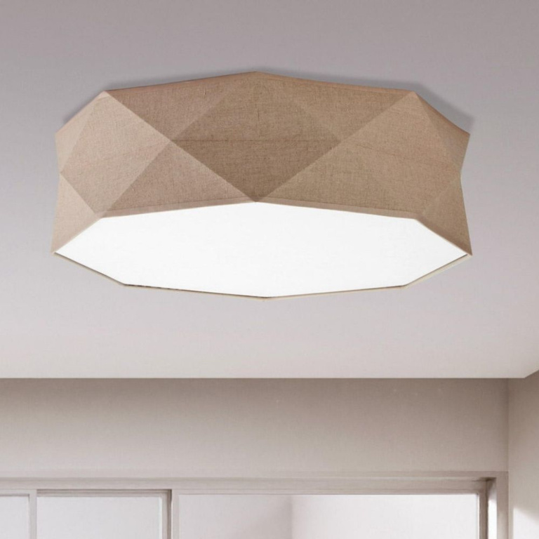 famlights famlights | Deckenleuchte Samuel aus Stoff in Beige 4xE27 rund