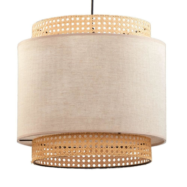 famlights famlights | Pendelleuchte Kate in Beige und Braun E27 380mm