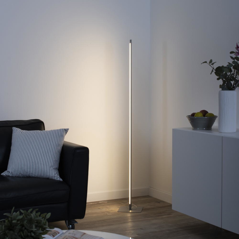 famlights famlights | LED Stehleuchte Alexia in Silber 10,8W 1200lm gerade