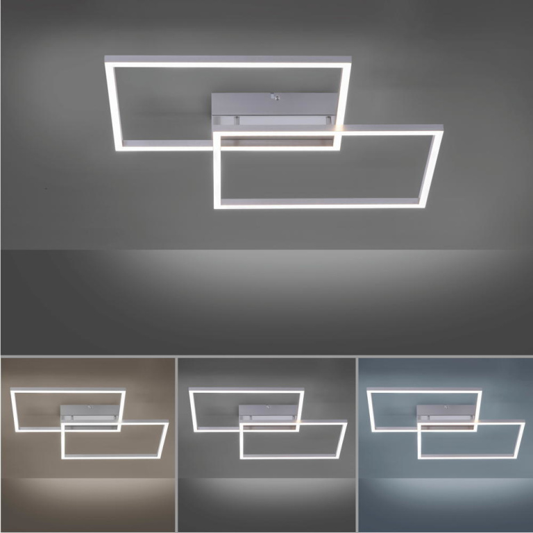 famlights famlights | LED Deckenleuchte Alice in Silber 2x20W 4800lm