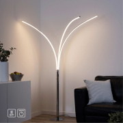 famlights | LED Stehleuchte Leandra in Silber 3x 6,2W 2199lm