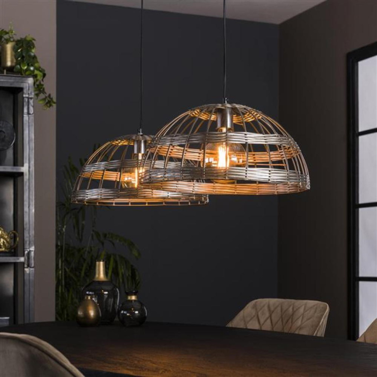 famlights famlights | Pendelleuchte Lio in Nickel E27 2-flammig